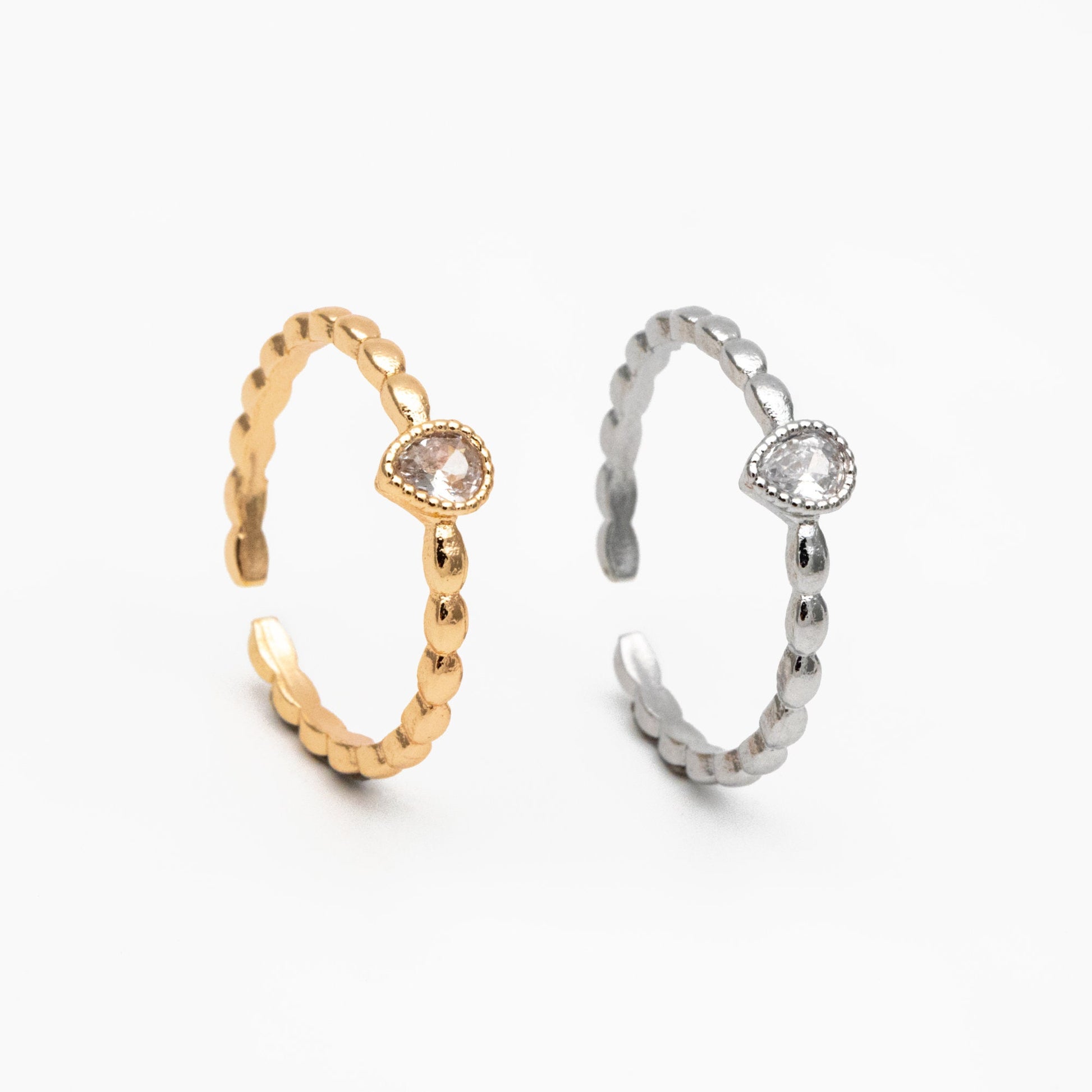 4pcs CZ Pave Gold/ Silver Teardrop Ring, Dainty Ring, Thin Ring, Everyday Ring (#JZ-022-B)