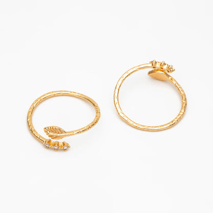 4pcs CZ Pave Gold/ Silver Leaf Ring, Dainty Rings, Adjustable Ring, Statement Ring (#GB-4173)