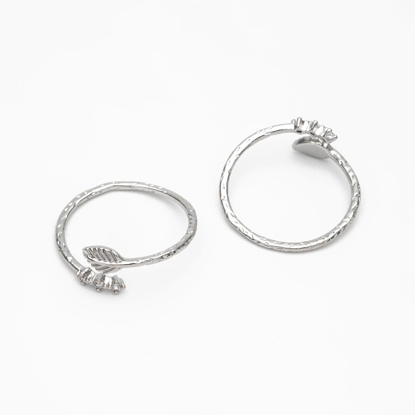 4pcs CZ Pave Gold/ Silver Leaf Ring, Dainty Rings, Adjustable Ring, Statement Ring (#GB-4173)