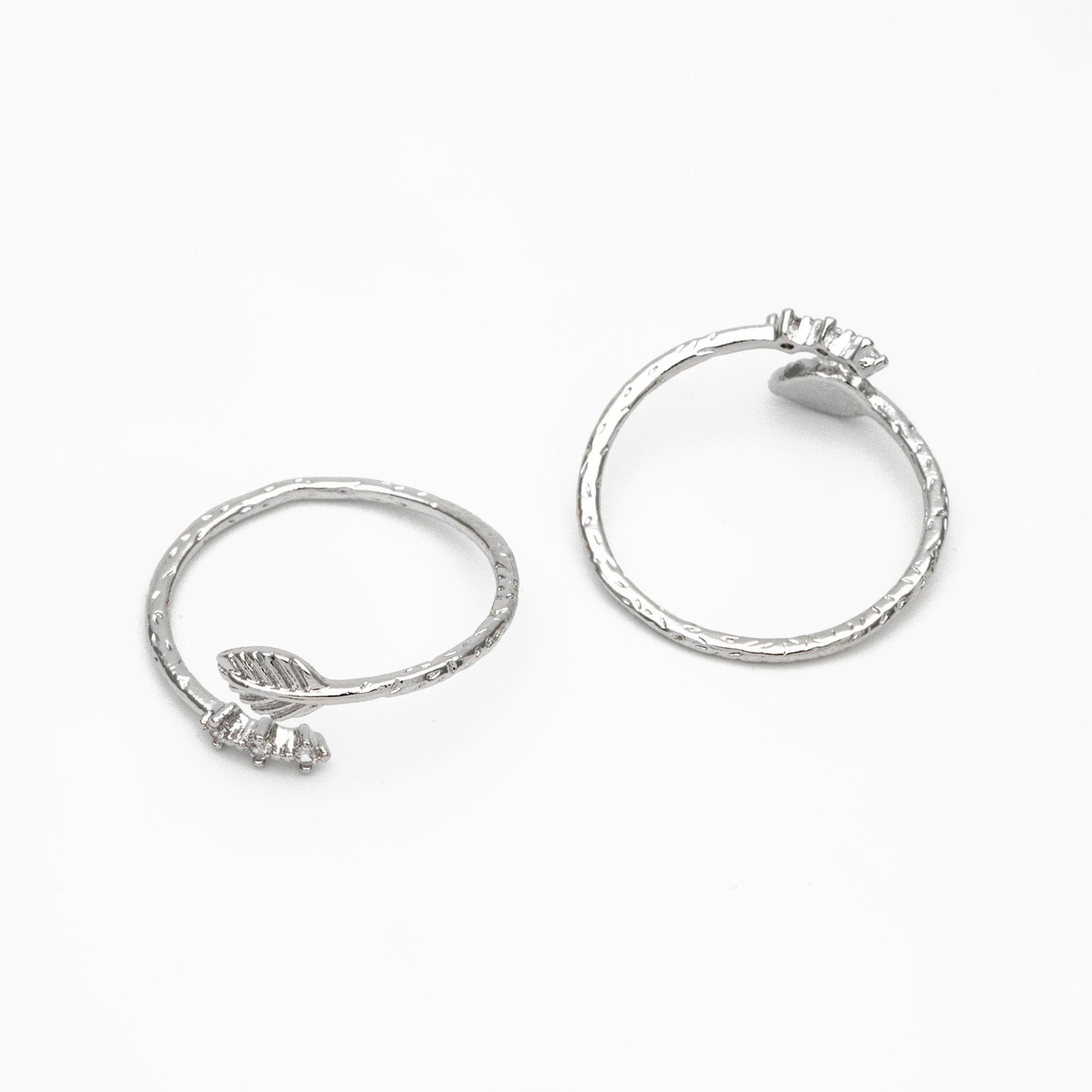 4pcs CZ Pave Gold/ Silver Leaf Ring, Dainty Rings, Adjustable Ring, Statement Ring (#JZ-022-C)