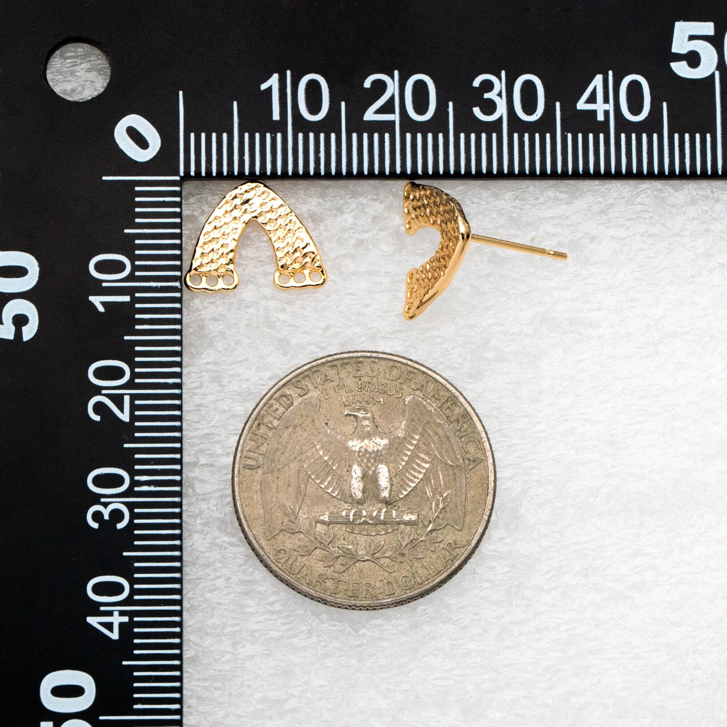 10pcs Gold V-Shaped Earring with Holes, 18K Gold plated Brass Stud Earrings (GB-4177)