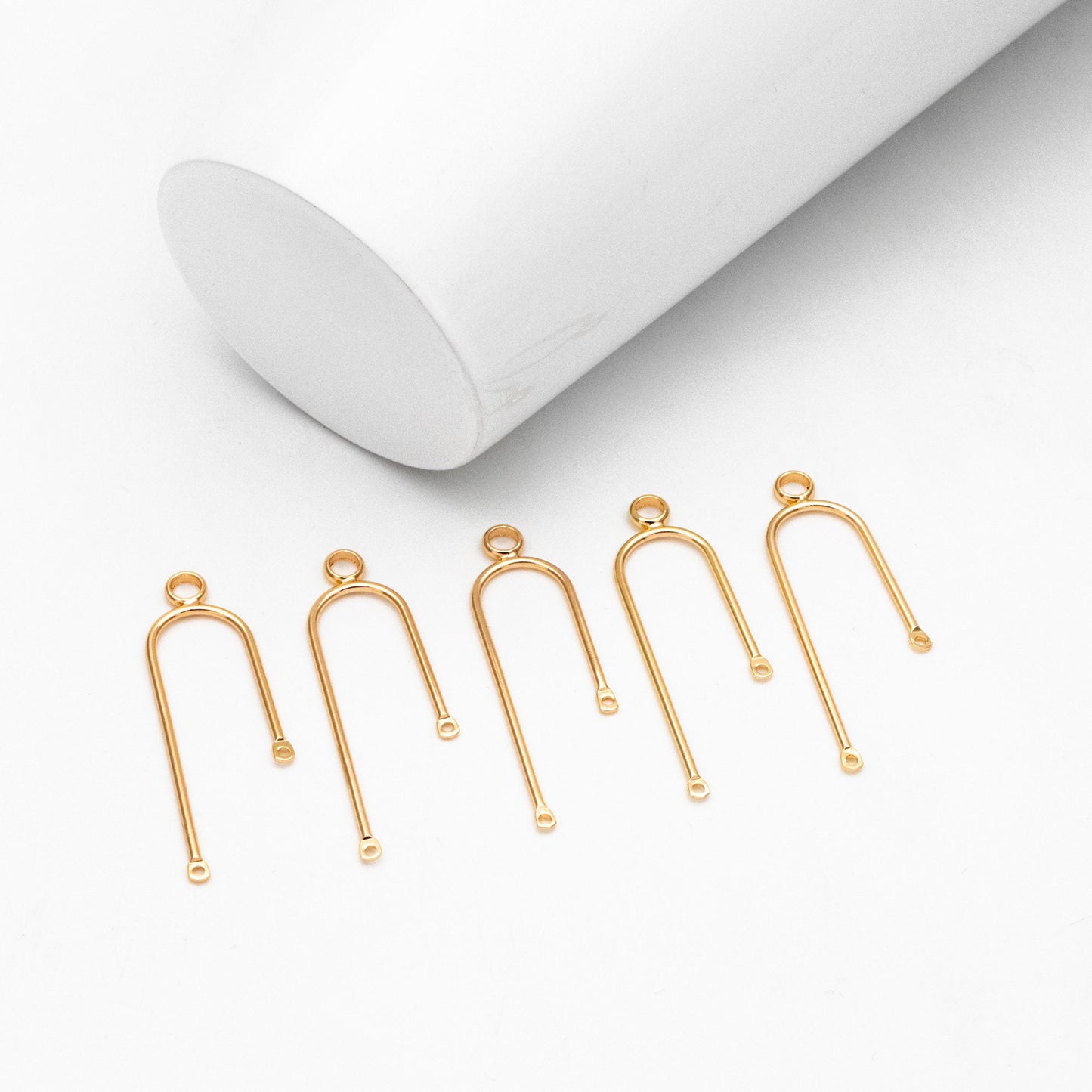 10pcs Gold/ Silver U-Shaped Charm Connectors, Real Gold/ Rhodium plated Brass, U-shaped Curved Bar Stick Pendants (GB-4179)