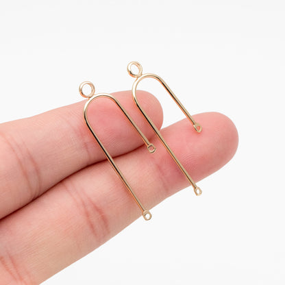 10pcs Gold/ Silver U-Shaped Charm Connectors, Real Gold/ Rhodium plated Brass, U-shaped Curved Bar Stick Pendants (GB-4179)