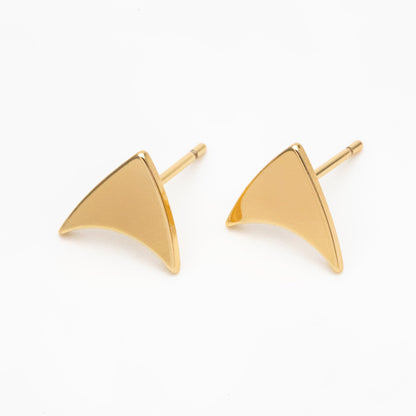 10pcs Gold Arrow Minimalist Earrings, 10mm, Real Gold Plated Brass Geometric Earring Studs (GB-4187)