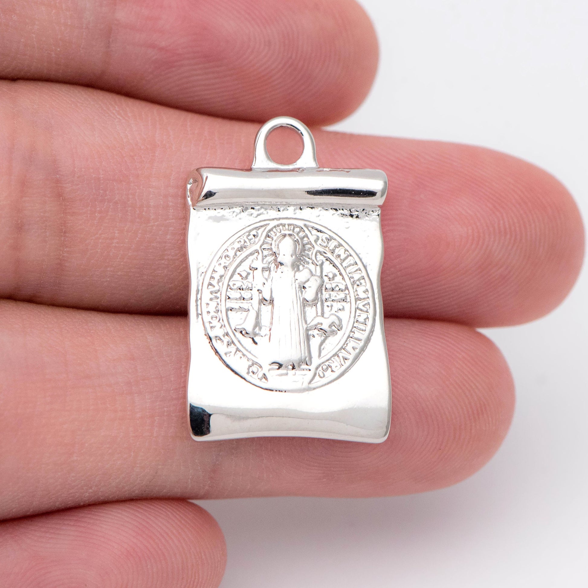 10pcs Gold/ Silver Tone San Benito Charm,16x25mm, Cross Medallion Pendant, Religious Jewelry Making Supply (GB-1528)