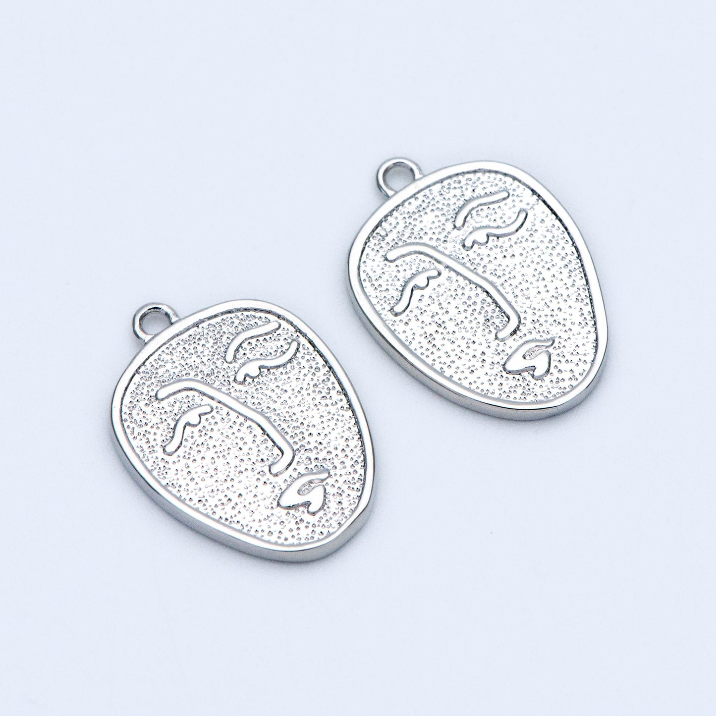 10pcs Gold/ Silver Tone Face Charm 19x13.5mm,18K Gold plated Brass, Jewelry Supply (GB-1532)