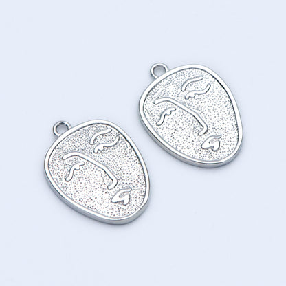 10pcs Gold/ Silver Tone Face Charm 19x13.5mm,18K Gold plated Brass, Jewelry Supply (GB-1532)
