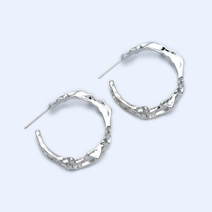 10pcs Gold/ Silver Tone Earring Posts 30mm, Geometric Round Stud Earring, Hammered Ear Findings (GB-1539)