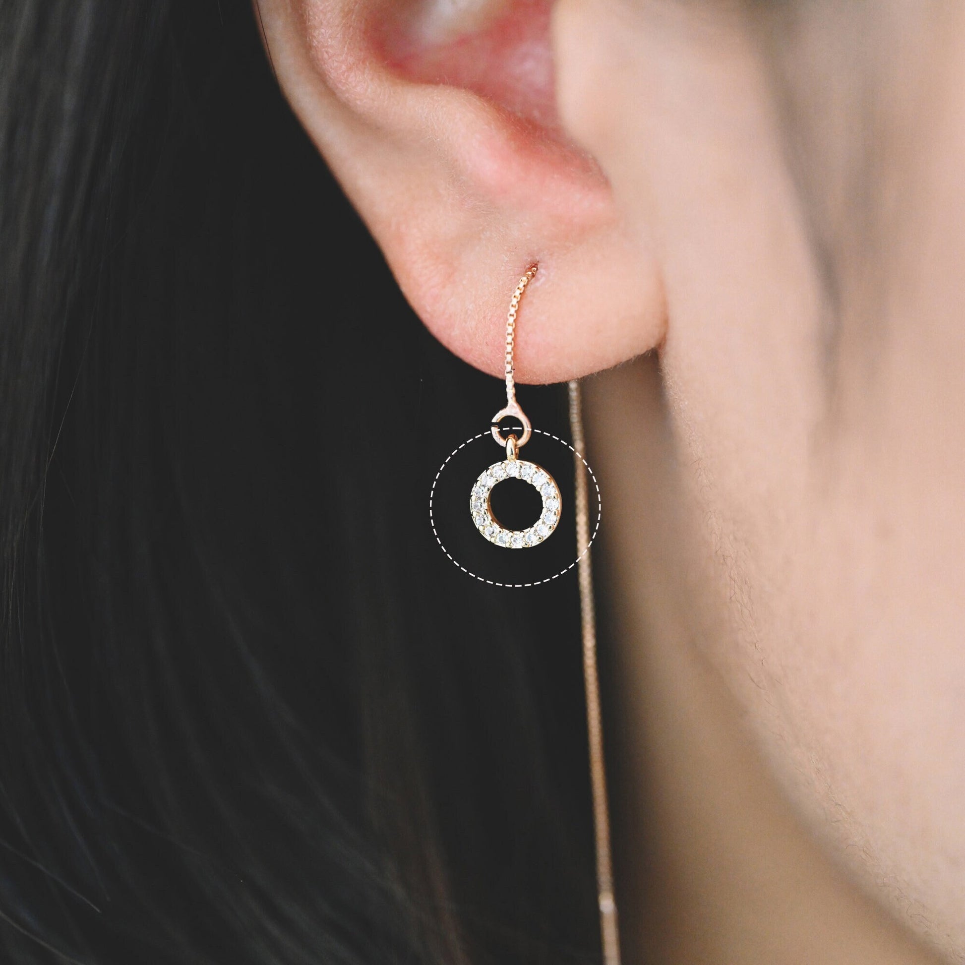 10pcs CZ Pave Gold Circle Charm 7x9mm, 18K Real Gold plated Brass, Mini Round Ring Pendants (GB-1855)