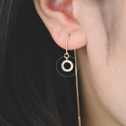 10pcs CZ Pave Gold Circle Charm 7x9mm, 18K Real Gold plated Brass, Mini Round Ring Pendants (GB-1855)