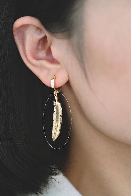 4pcs Gold/ Silver Tone Feather Pendants 37x8mm, 18K gold/ rhodium plated Brass Feather Charms, Lead Nickel Free (GB-383-C)