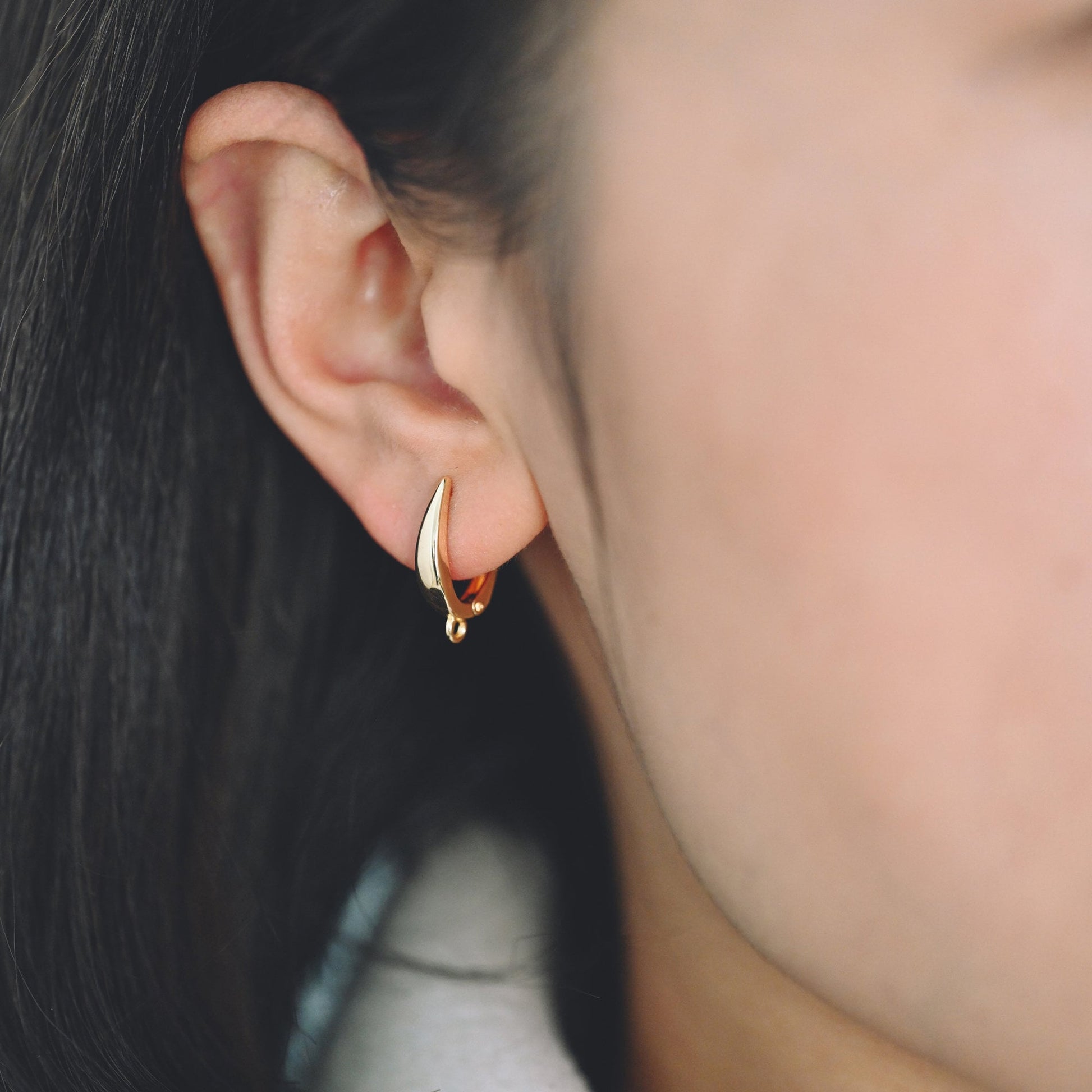 10pcs Gold/ Silver Tone Leverback Ear Hooks 21x12mm, Real Gold/ rhodium plated Brass, Earring Hooks with Loop (GB-848-B)