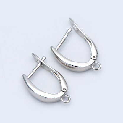 10pcs Gold/ Silver Tone Leverback Ear Hooks 21x12mm, Real Gold/ rhodium plated Brass, Earring Hooks with Loop (GB-848-B)