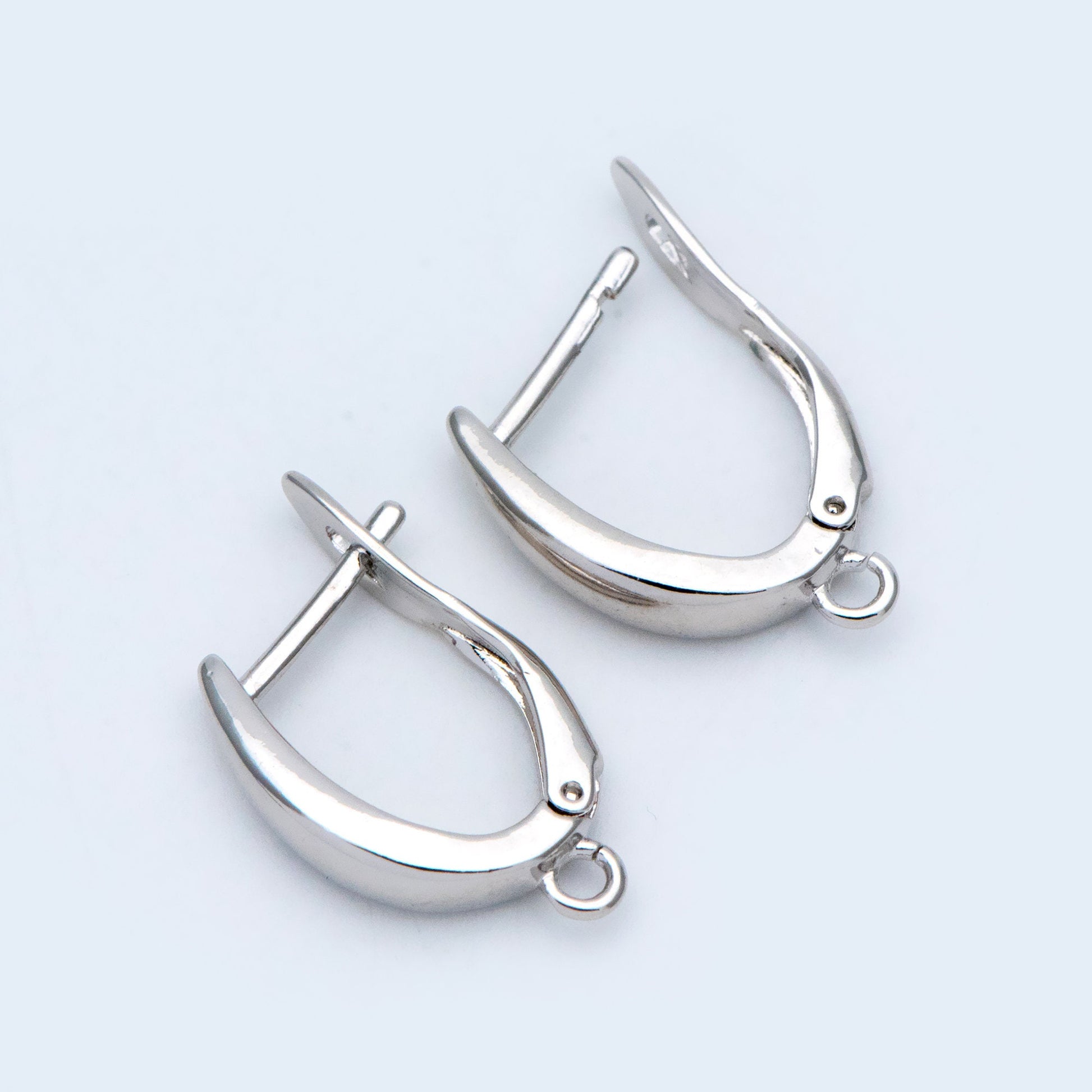 10pcs Gold/ Silver Tone Leverback Ear Hooks 21x12mm, Real Gold/ rhodium plated Brass, Earring Hooks with Loop (GB-848-B)