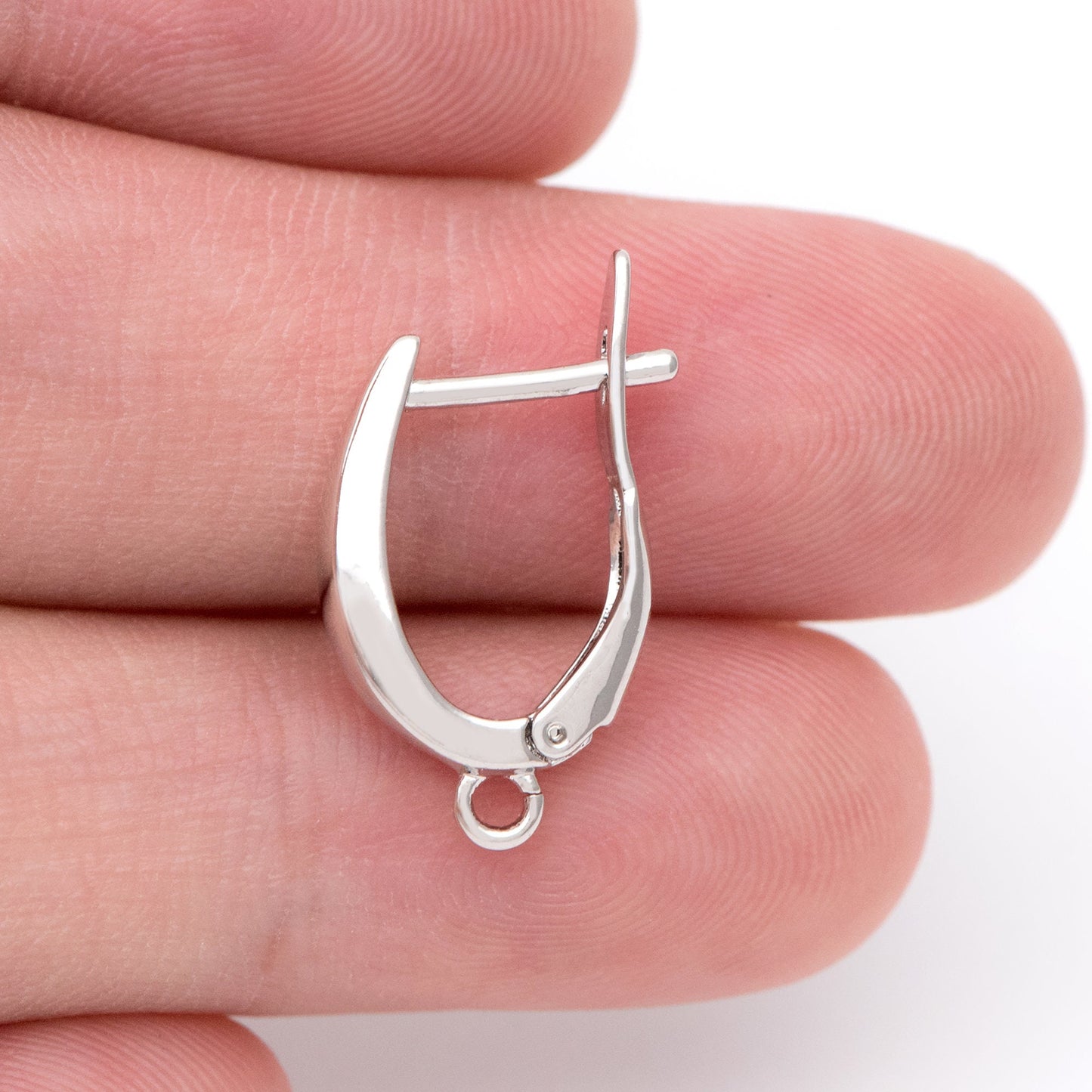 10pcs Gold/ Silver Tone Leverback Ear Hooks 21x12mm, Real Gold/ rhodium plated Brass, Earring Hooks with Loop (GB-848-B)