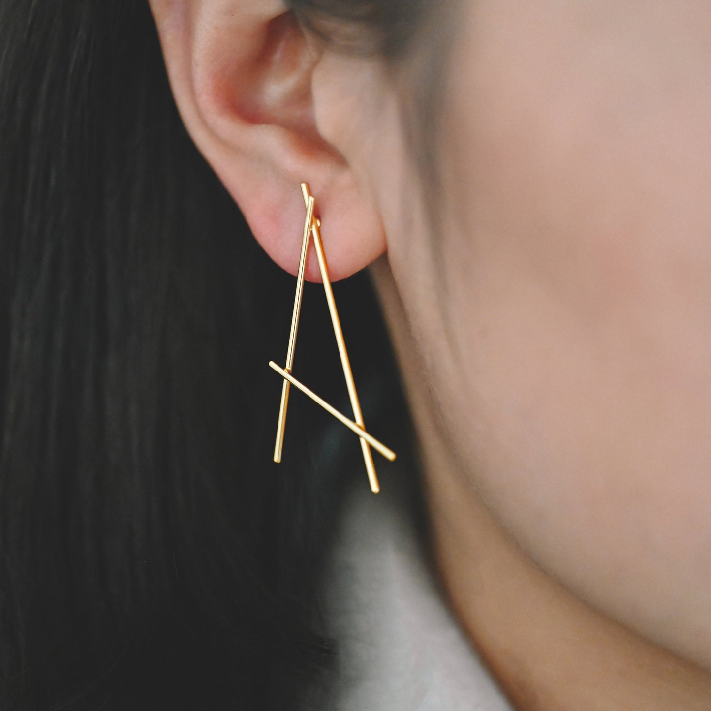 10pcs Gold plated Brass Earring Studs, Unique Geometric Earring Wire Components (GB-900)