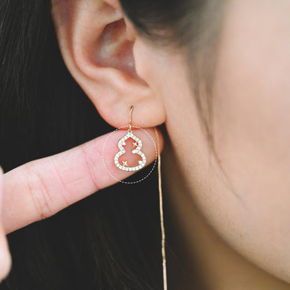 4pcs Gold/ Silver Tone CZ Pave Gourd Charms 13.5x10.5mm, Real Gold plated Brass, Bottle Gourds Pendants (GB-1433-1)