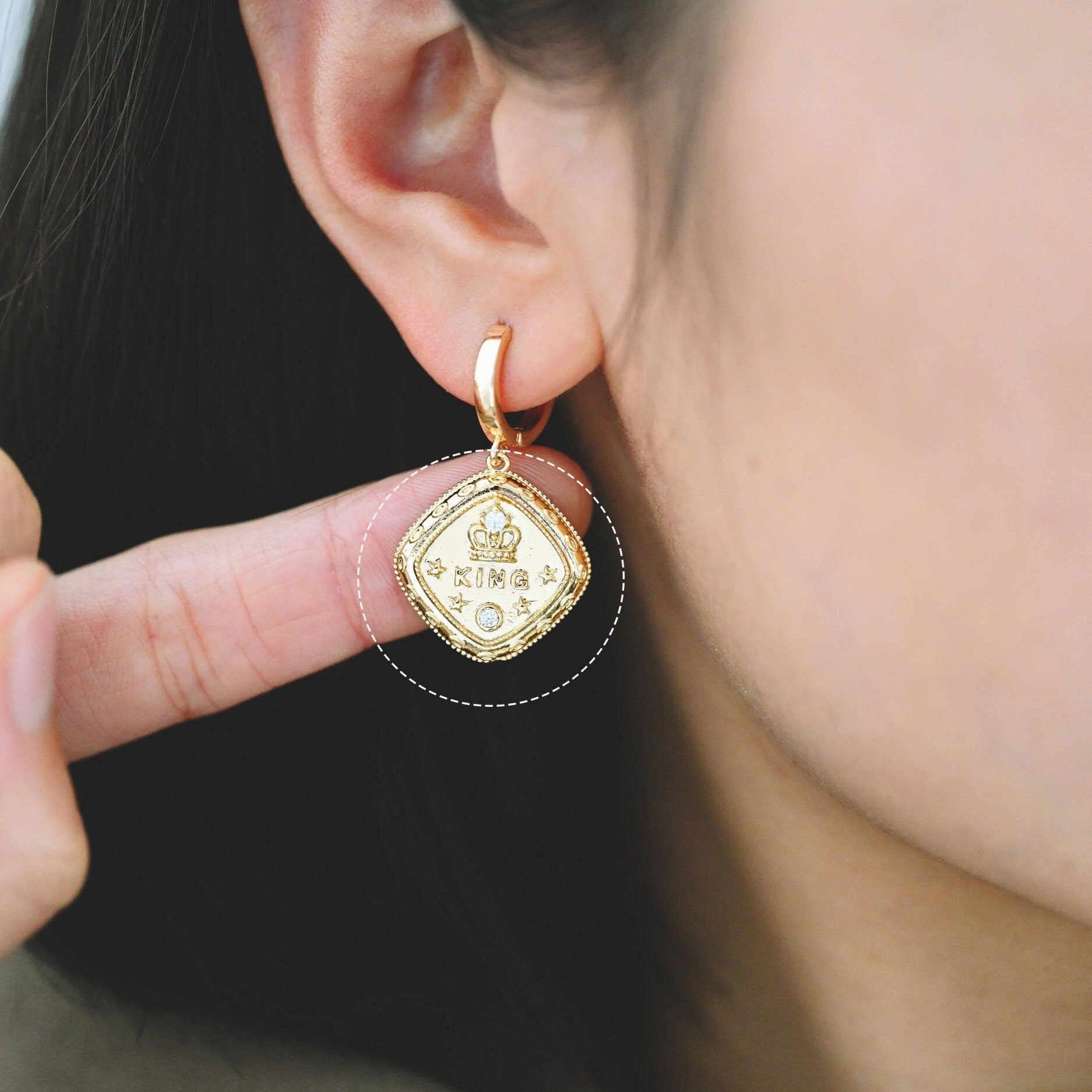 10pcs CZ pave Gold Square Charms 22x20mm, Geometric Pendant, Square Pendant, Metal Charm, King Charm, Crown Charm (GB-1556)