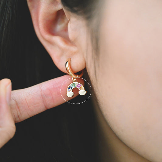 10pcs CZ Pave Rainbow Charms 10x12mm, 18K Gold plated Brass Rainbow Pendants (GB-1566)