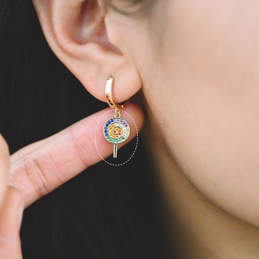 4pcs Colourful CZ pave Lollipop Charm, Candy Charm, Kawaii Charm (GB-1590)