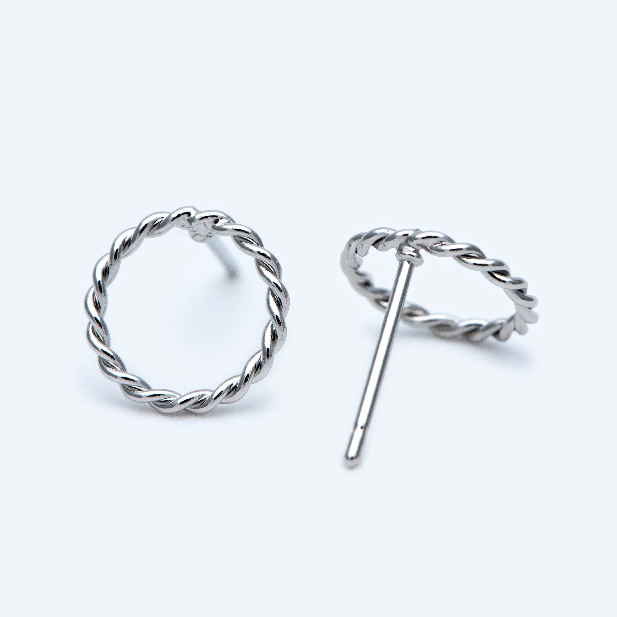 10pcs Gold/ Silver Circle Ear Posts 10mm, 18K Gold/ Rhodium plated Brass, Geometric Ring Stud Earrings (#GB-939)