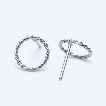 10pcs Gold/ Silver Circle Ear Posts 10mm, 18K Gold/ Rhodium plated Brass, Geometric Ring Stud Earrings (#GB-939)