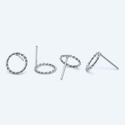 10pcs Gold/ Silver Circle Ear Posts 10mm, 18K Gold/ Rhodium plated Brass, Geometric Ring Stud Earrings (#GB-939)