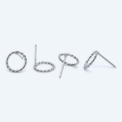 10pcs Gold/ Silver Circle Ear Posts 10mm, 18K Gold/ Rhodium plated Brass, Geometric Ring Stud Earrings (#GB-939)
