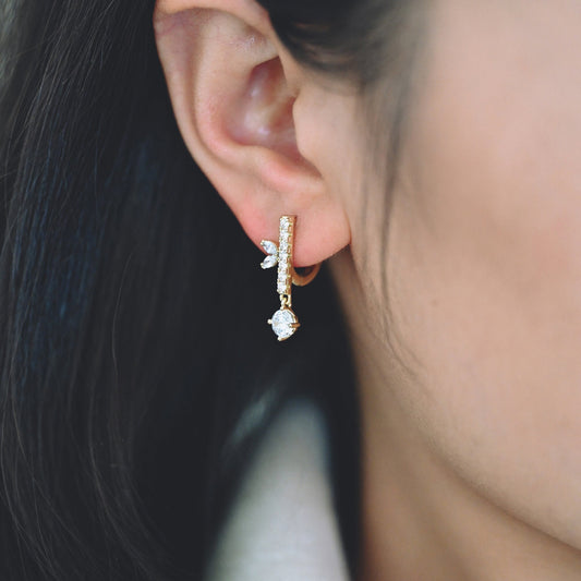 4pcs CZ Pave Leverback Ear Hooks 13*23mm, 14K Gold plated Brass, Earring Component Hooks (GB-1346)