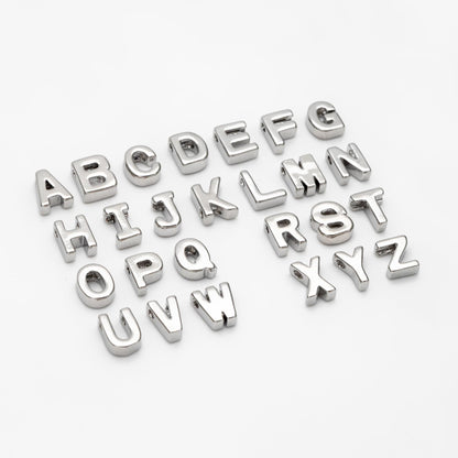 10pcs Gold/ Silver Alphabet Charms 6mm, English Letter Beads, 18K Gold/ Rhodium plated Brass, You Choose Letter (GB-1927)