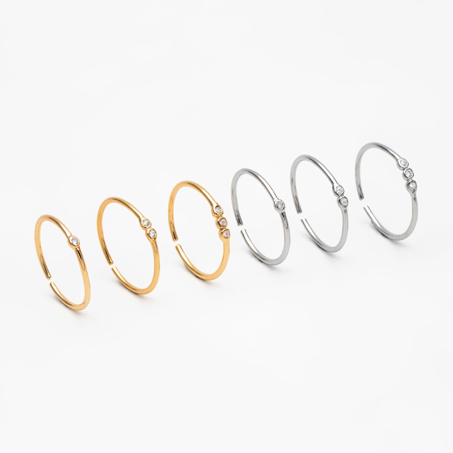 4pcs CZ Pave Gold/ Silver Minimalist Ring, Dainty Ring, Thin Ring, Weeding Ring (#JZ-056)