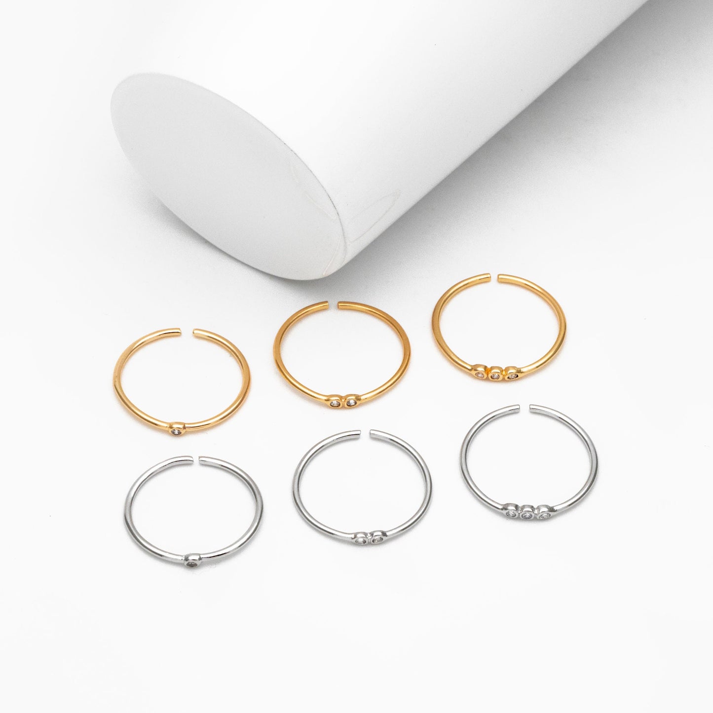 4pcs CZ Pave Gold/ Silver Minimalist Ring, Dainty Ring, Thin Ring, Weeding Ring (#GB-4170)