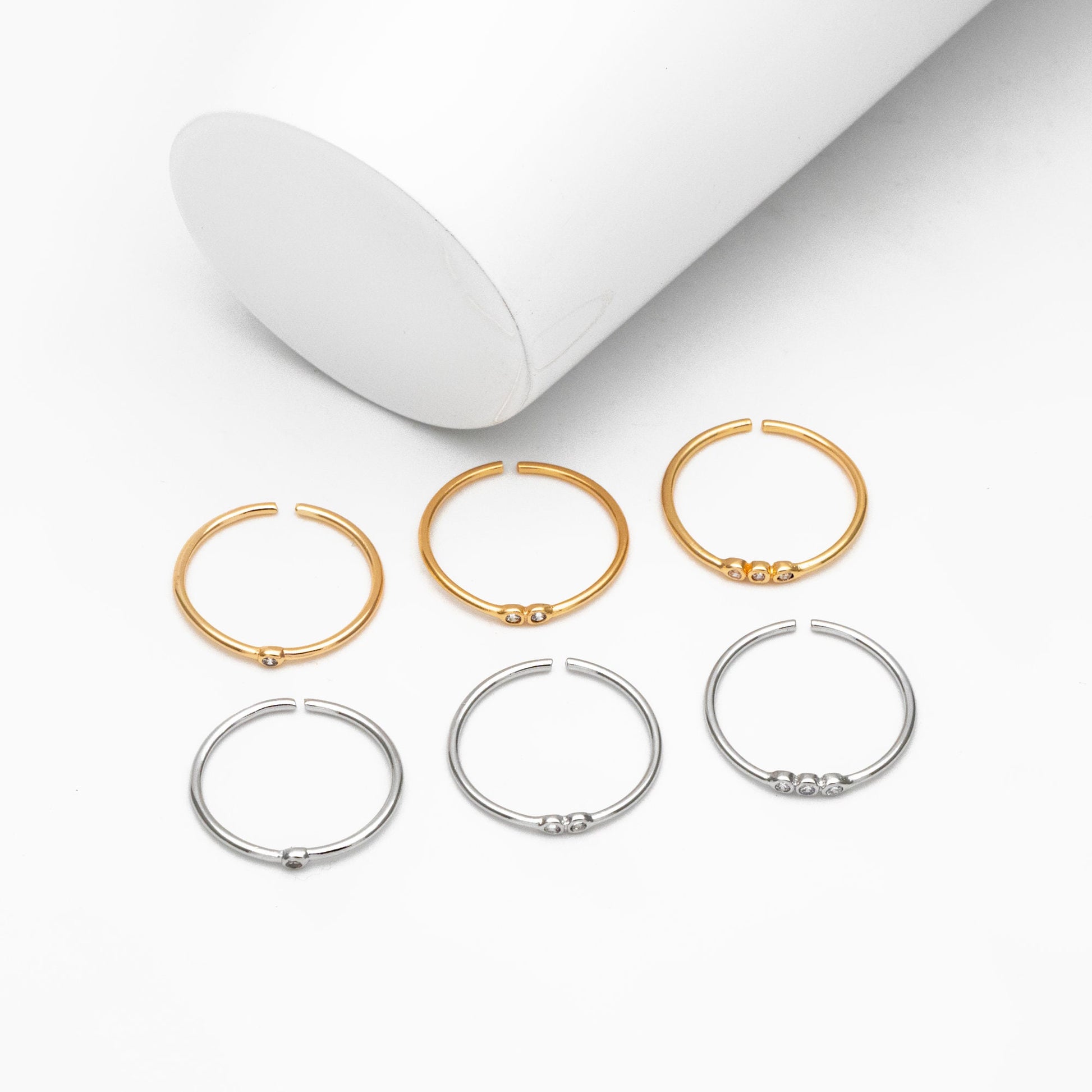 4pcs CZ Pave Gold/ Silver Minimalist Ring, Dainty Ring, Thin Ring, Weeding Ring (#GB-4170)