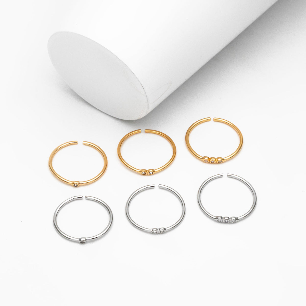 4pcs CZ Pave Gold/ Silver Minimalist Ring, Dainty Ring, Thin Ring, Weeding Ring (#JZ-056)