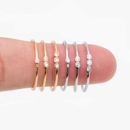 4pcs CZ Pave Gold/ Silver Minimalist Ring, Dainty Ring, Thin Ring, Weeding Ring (#JZ-056)