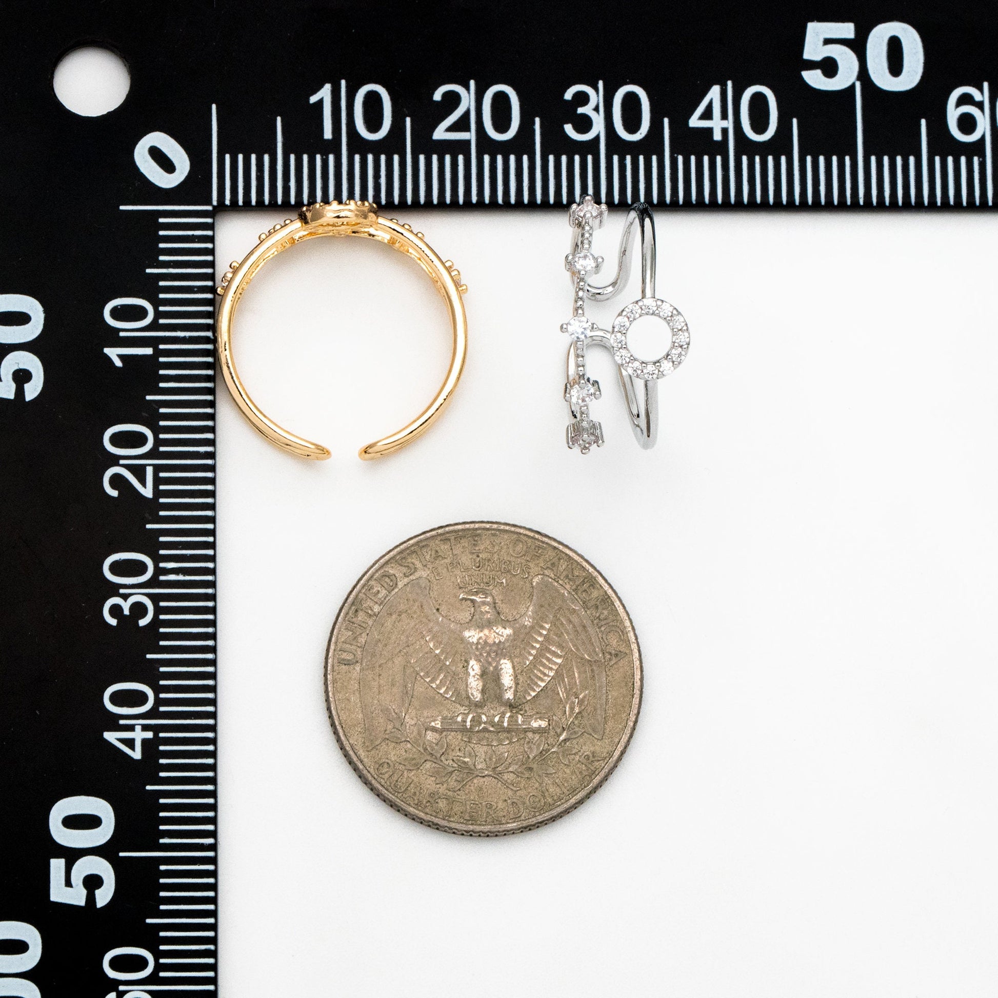 4pcs CZ Pave Double Band Circle Ring, Weeding Ring, Modern Style Ring, Fashion Rings, Dainty Rings, Adjustable Ring (#GB-4181)