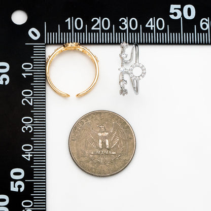 4pcs CZ Pave Double Band Circle Ring, Weeding Ring, Modern Style Ring, Fashion Rings, Dainty Rings, Adjustable Ring (#GB-4181)