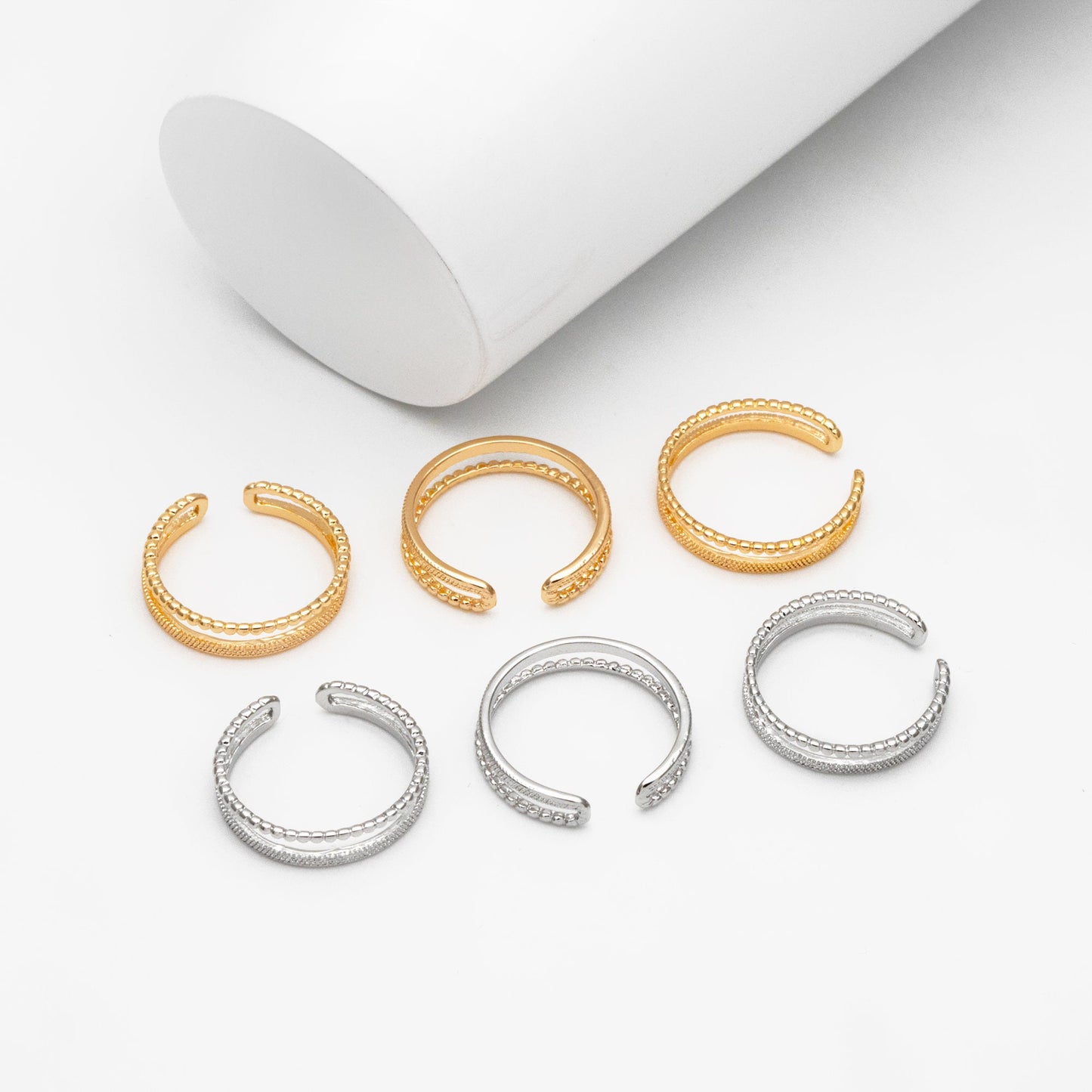 4pcs Double Band Gold/ Silver Ring, Adjustable Ring, Minimalist Ring, Stacking Ring, Wire Open Ring (#GB-4185)