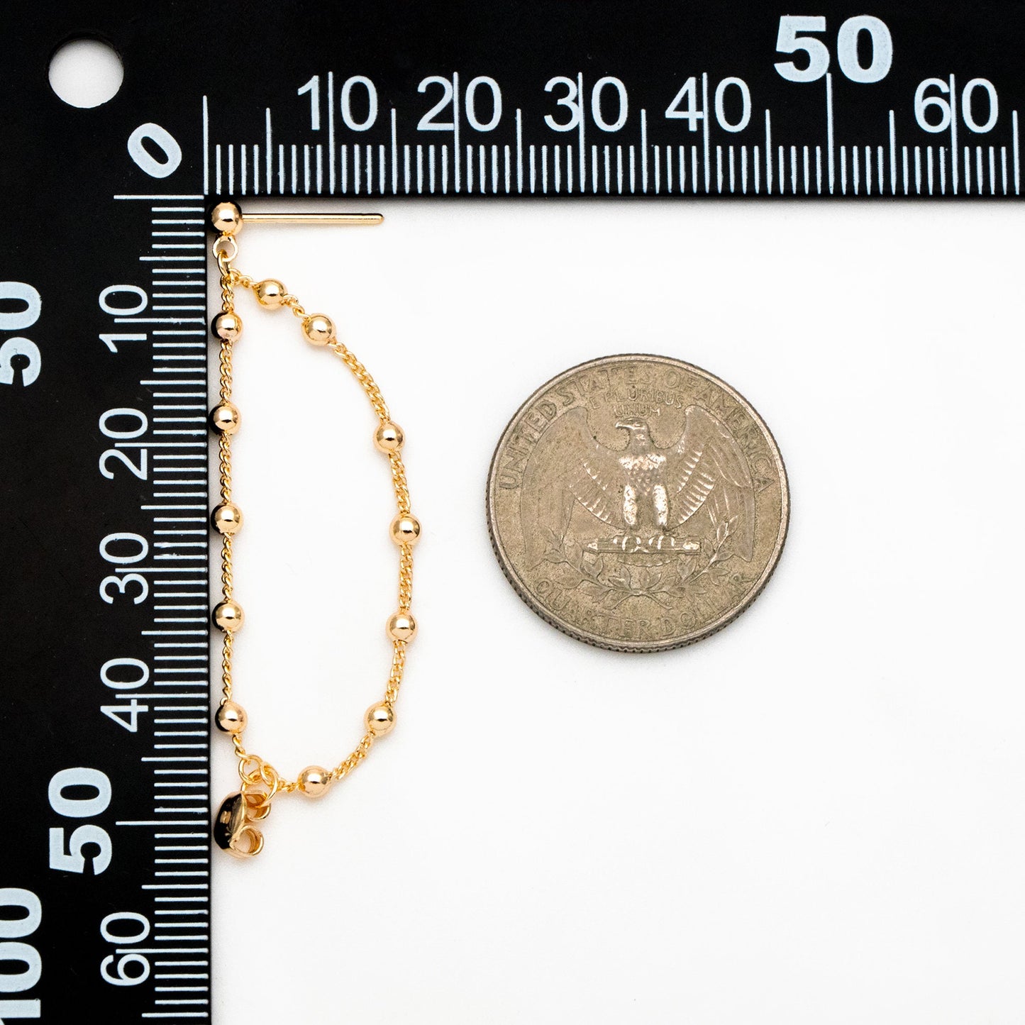 4pcs CZ Pave Gold/ Silver/ Rose Gold Chain Tassel Earrings, Gold/ Rhodium plated Brass, Front Back Earrings, Tassel Ear Jacket (GB-4189)