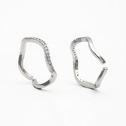 4pcs CZ Pave Gold/ Silver Wave Ring, Finger Ring, Everyday Ring, Modern Style Ring, Fashion Rings, Dainty Rings (#GB-4183)