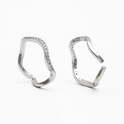 4pcs CZ Pave Gold/ Silver Wave Ring, Finger Ring, Everyday Ring, Modern Style Ring, Fashion Rings, Dainty Rings (#GB-4183)