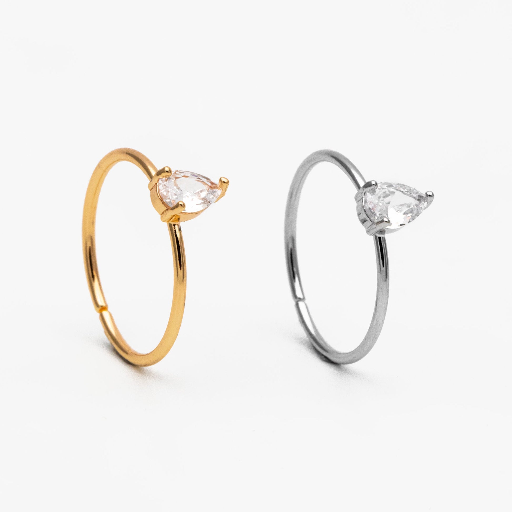 4pcs CZ Pave Gold/ Silver Teardrop Ring, Dainty Ring, Thin Ring, Everyday Ring (#GB-4184)