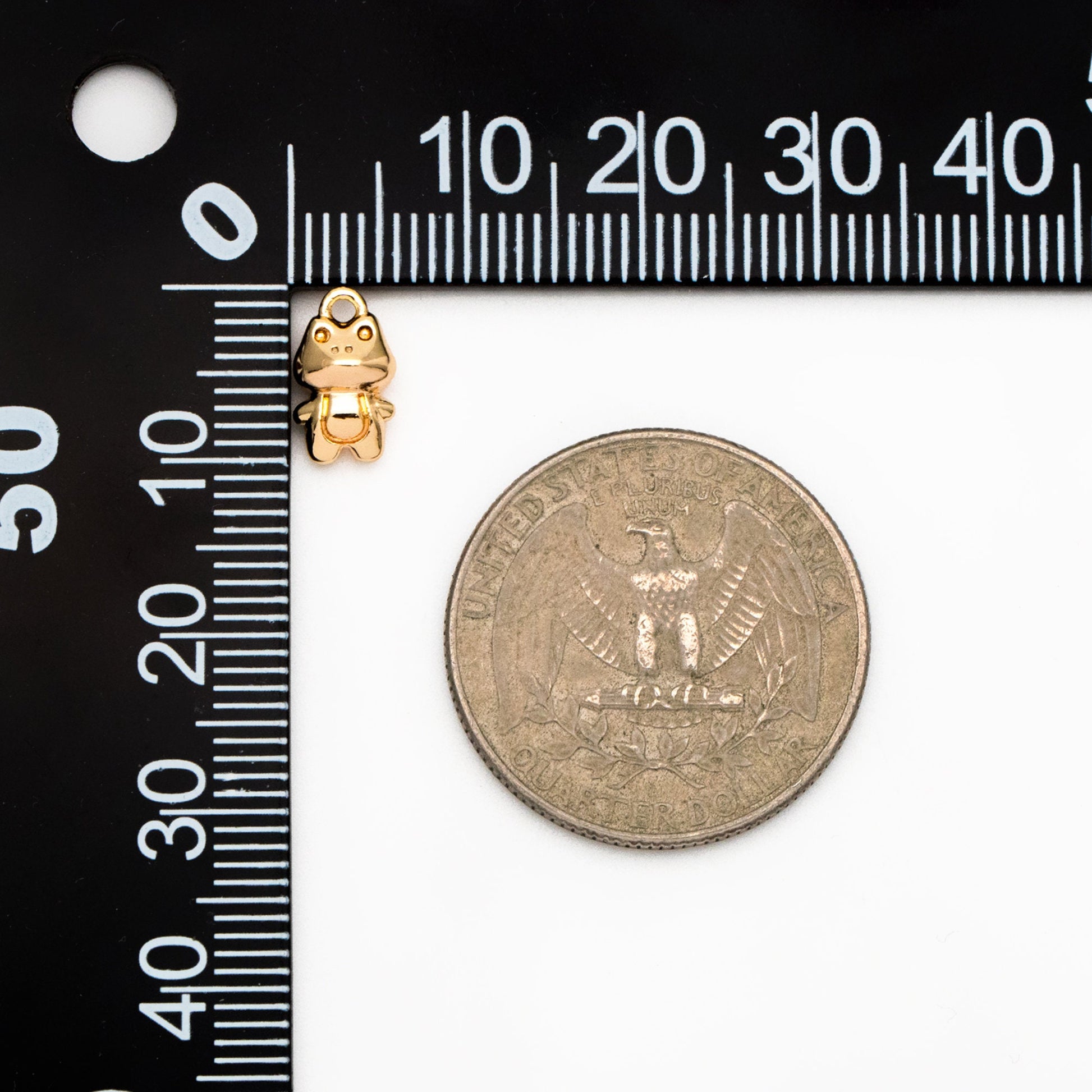 10pcs Gold Cute Frog Charm, 18K Gold Plated Brass, Kawaii Animal Charms (GB-2835-D)