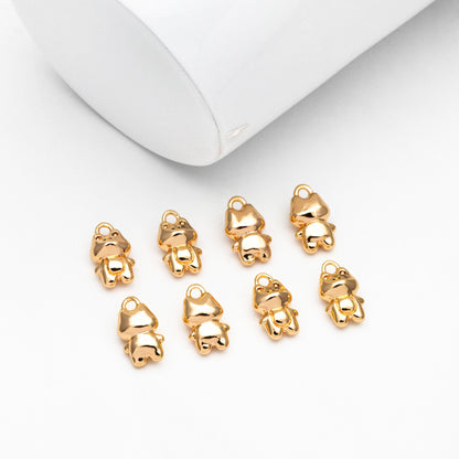 10pcs Gold Cute Frog Charm, 18K Gold Plated Brass, Kawaii Animal Charms (GB-2835-D)
