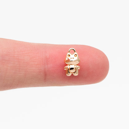 10pcs Gold Cute Frog Charm, 18K Gold Plated Brass, Kawaii Animal Charms (GB-2835-D)