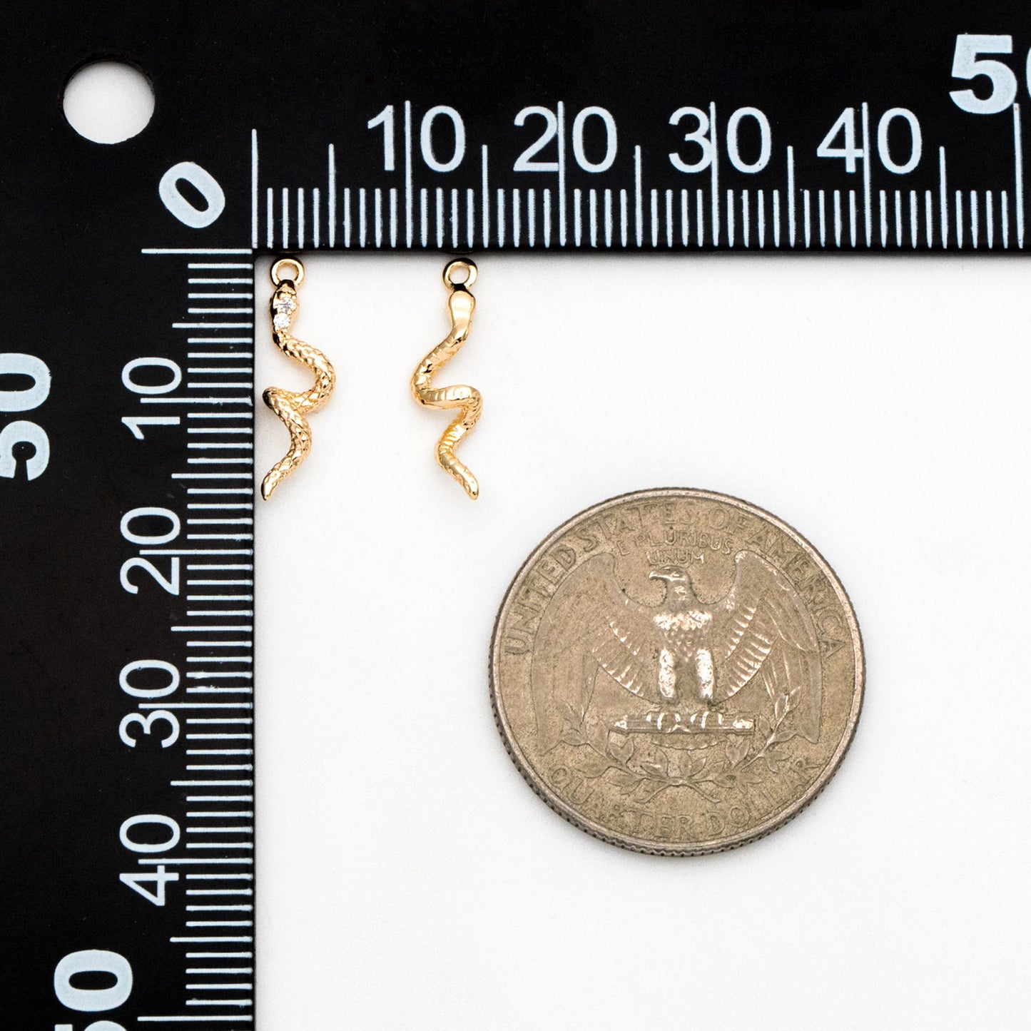 4pcs CZ Pave Snake Charm, 18K Gold Plated Brass, Snake Necklace, Snake Jewelry Snake Pendant (GB-2756-A)