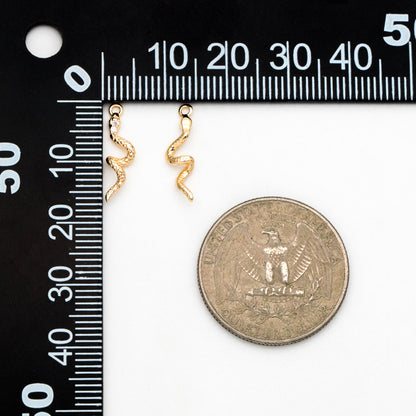 4pcs CZ Pave Snake Charm, 18K Gold Plated Brass, Snake Necklace, Snake Jewelry Snake Pendant (GB-2756-A)