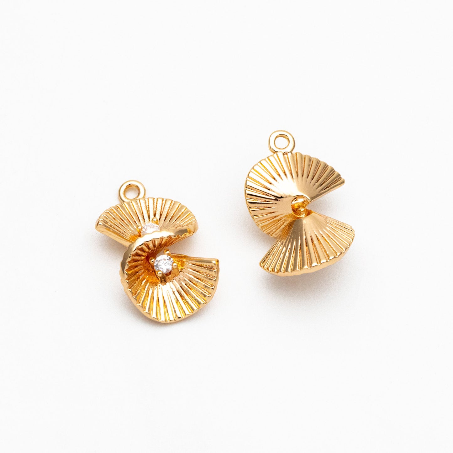 4pcs CZ Pave Gold Twist Charm, Earring Findings, Jewelry Making, Diy Material, Jewelry Supplies (GB-4197)