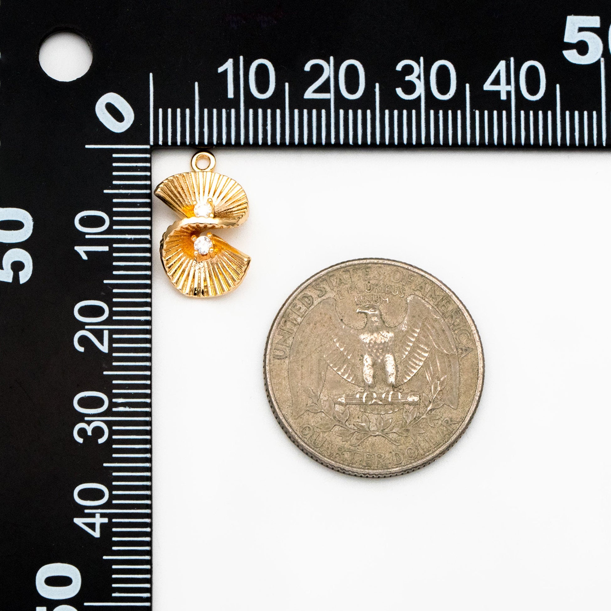 4pcs CZ Pave Gold Twist Charm, Earring Findings, Jewelry Making, Diy Material, Jewelry Supplies (GB-4197)