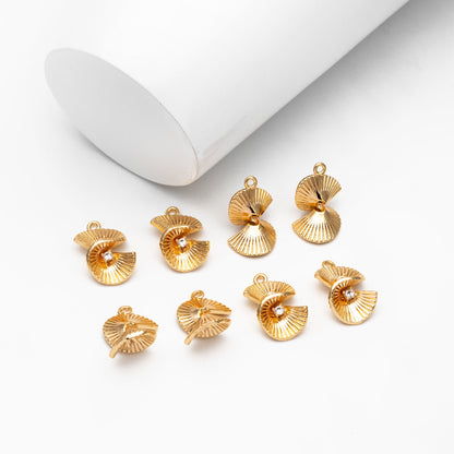 4pcs CZ Pave Gold Twist Charm, Earring Findings, Jewelry Making, Diy Material, Jewelry Supplies (GB-4197)